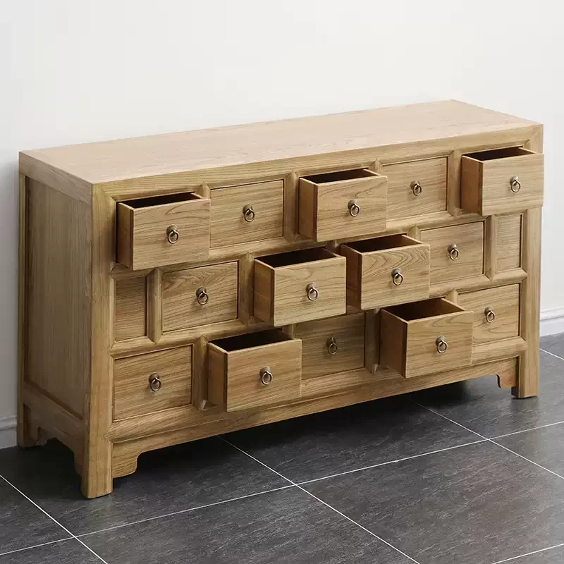 Solid wood storage chest modern simple elm multi-chest cabinet