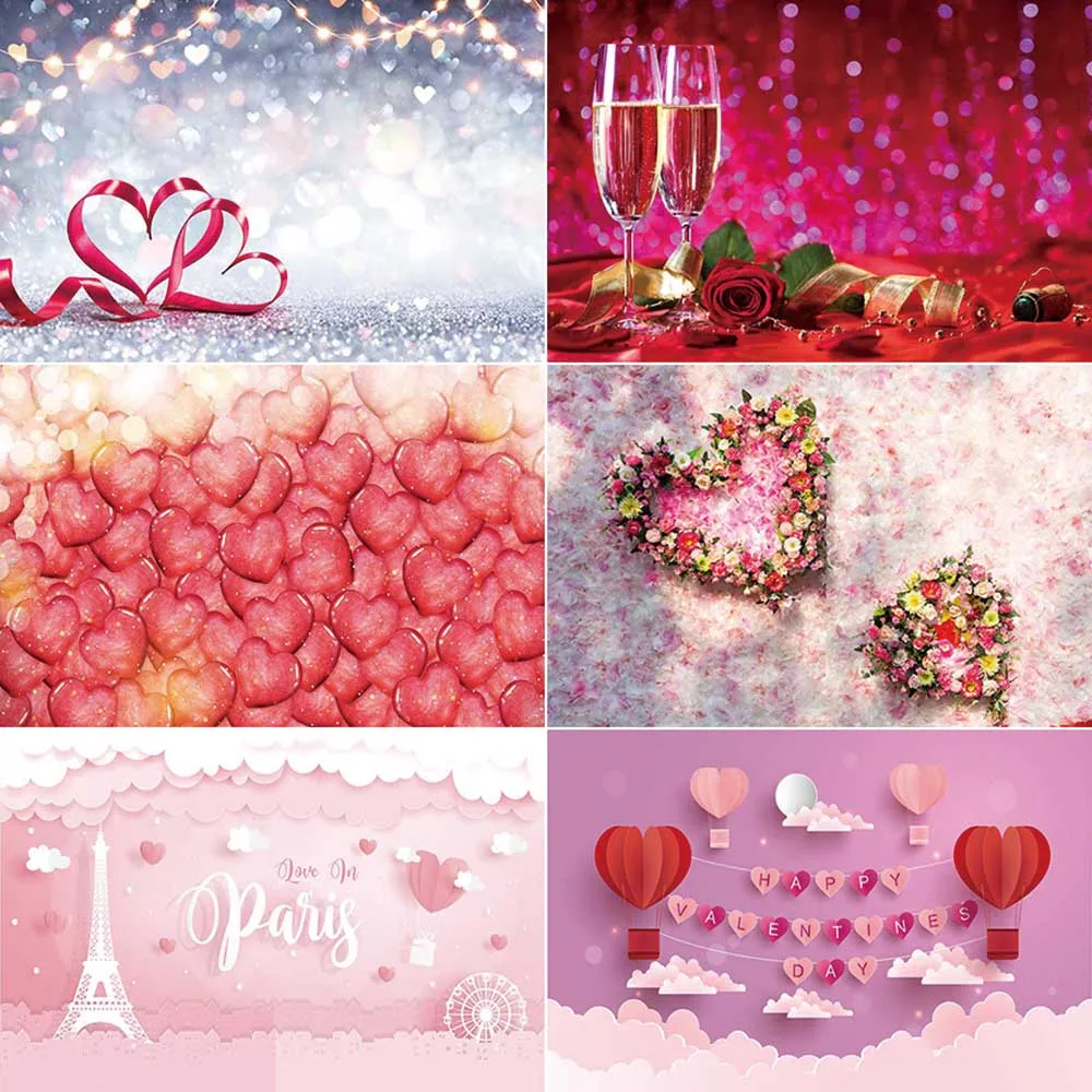 

MOON.QG February 14 Valentine'S Day Photography Backdrop Love Glitter Heart Photozone Background Child Studio Photocall Supplies