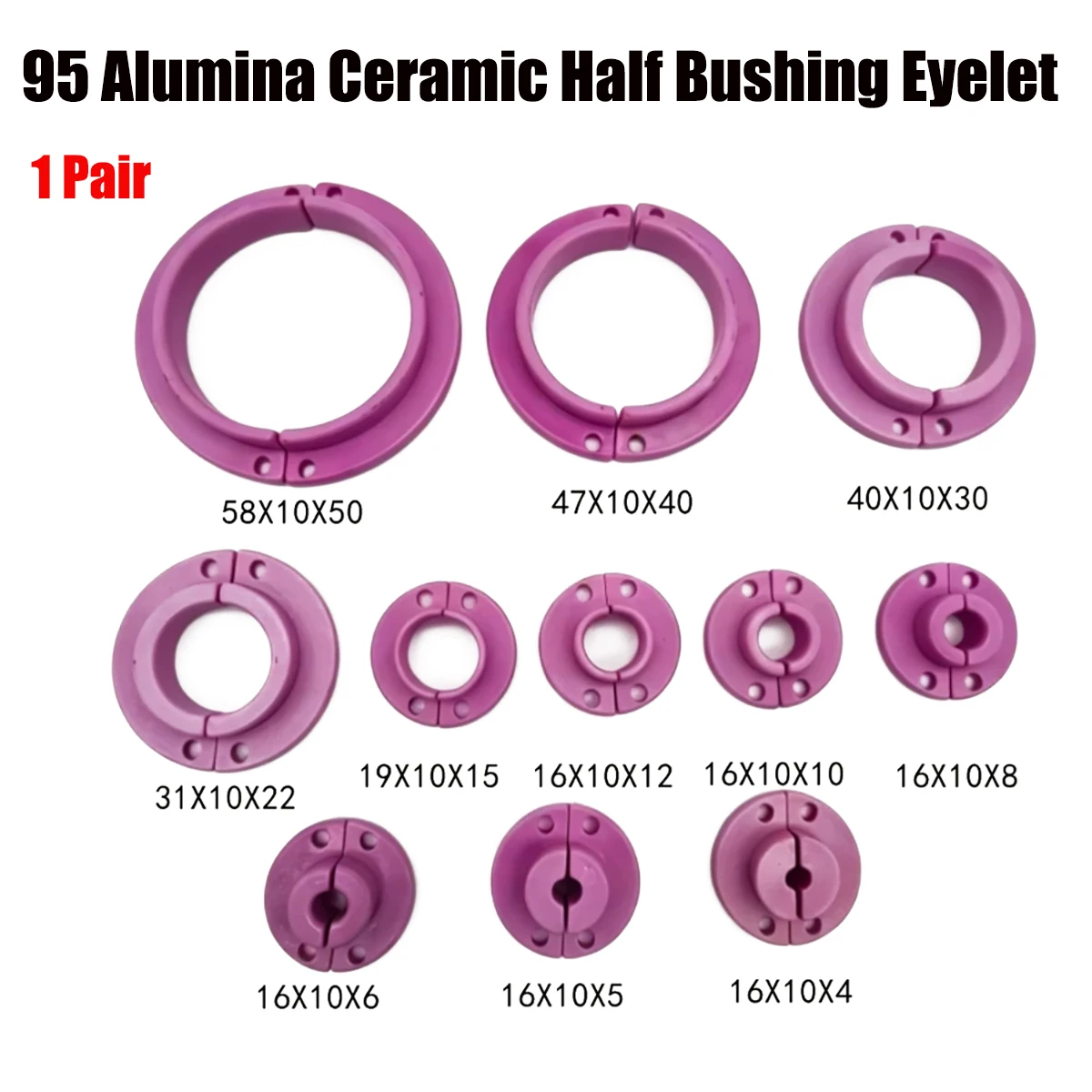 Alumina Ceramic Half Bushing Eyelet1Pair,Textile Air Jet Loom Ceramic Guide Nozzle,Wear-Resistant
