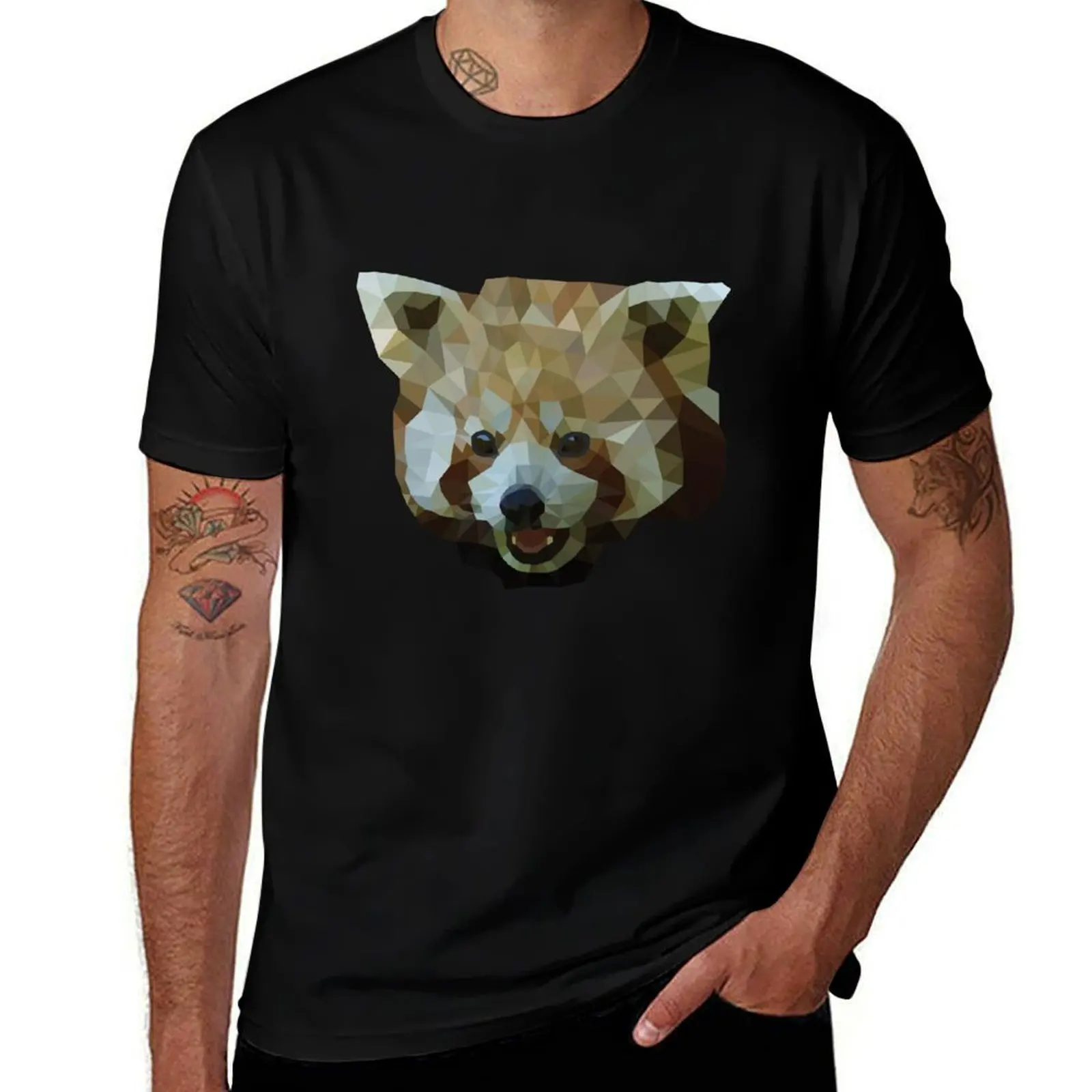 

Red panda - Low poly art T-Shirt blue archive T-shirts man valentines clothes oversized t shirts for men