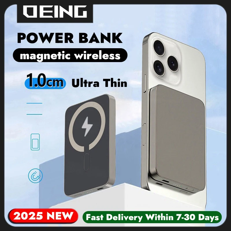 

2025 New 10000mAh Magnetic Wireless Power Bank 20W Fast Charger For iPhone 16 15 14 13 12 Samsung Xiaomi Powerbank Spare Battery