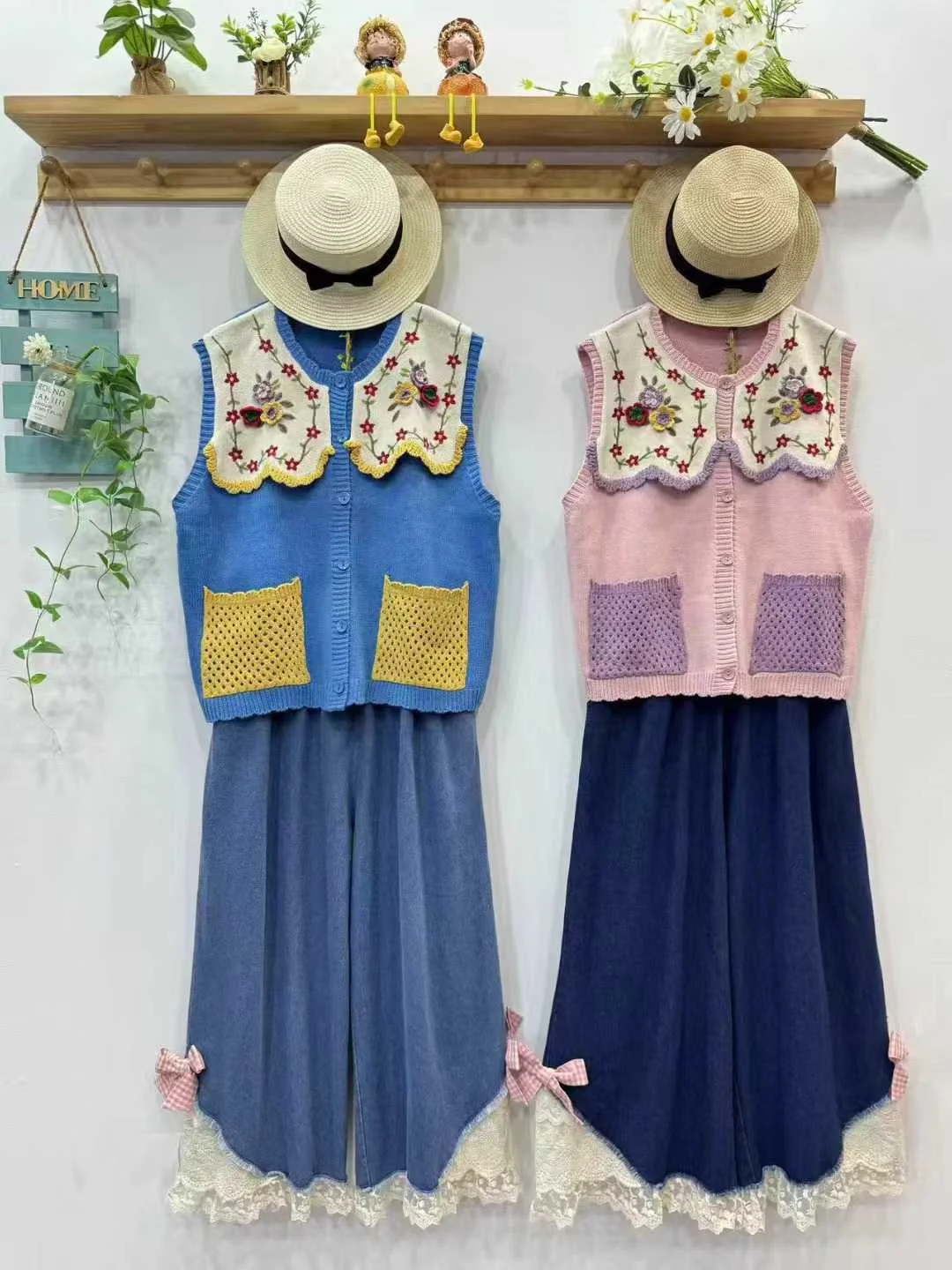 

Рождественские свитера для женщин, зима-осень, японская мода, свитер ручной работы с вышивкой, жилет, вязаный кардиган без рукавов