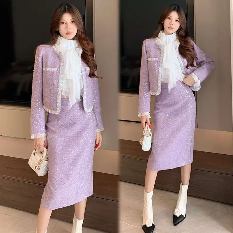 

Temperament Socialite Set Women's Autumn and Winter New Style Western-style Jacket Half Skirt Two-piece Set