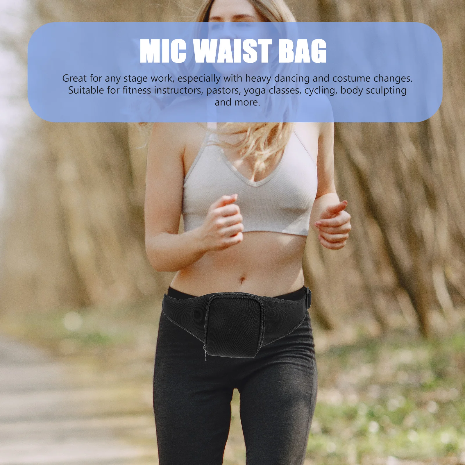 Polyester Mic Waist Bag Durable Adjustable Microphone Belt for Fitness Trainer Outdoor Use Microphone Storage Bag