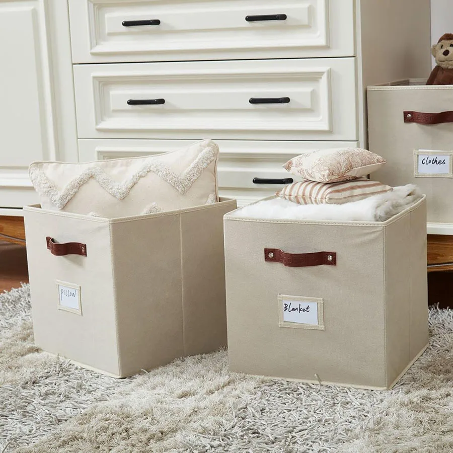 Non-woven Storage Box, Labeled Fabric Storage Box, Square Uncovered Clothing Storage, Sundries Sorting Boxes