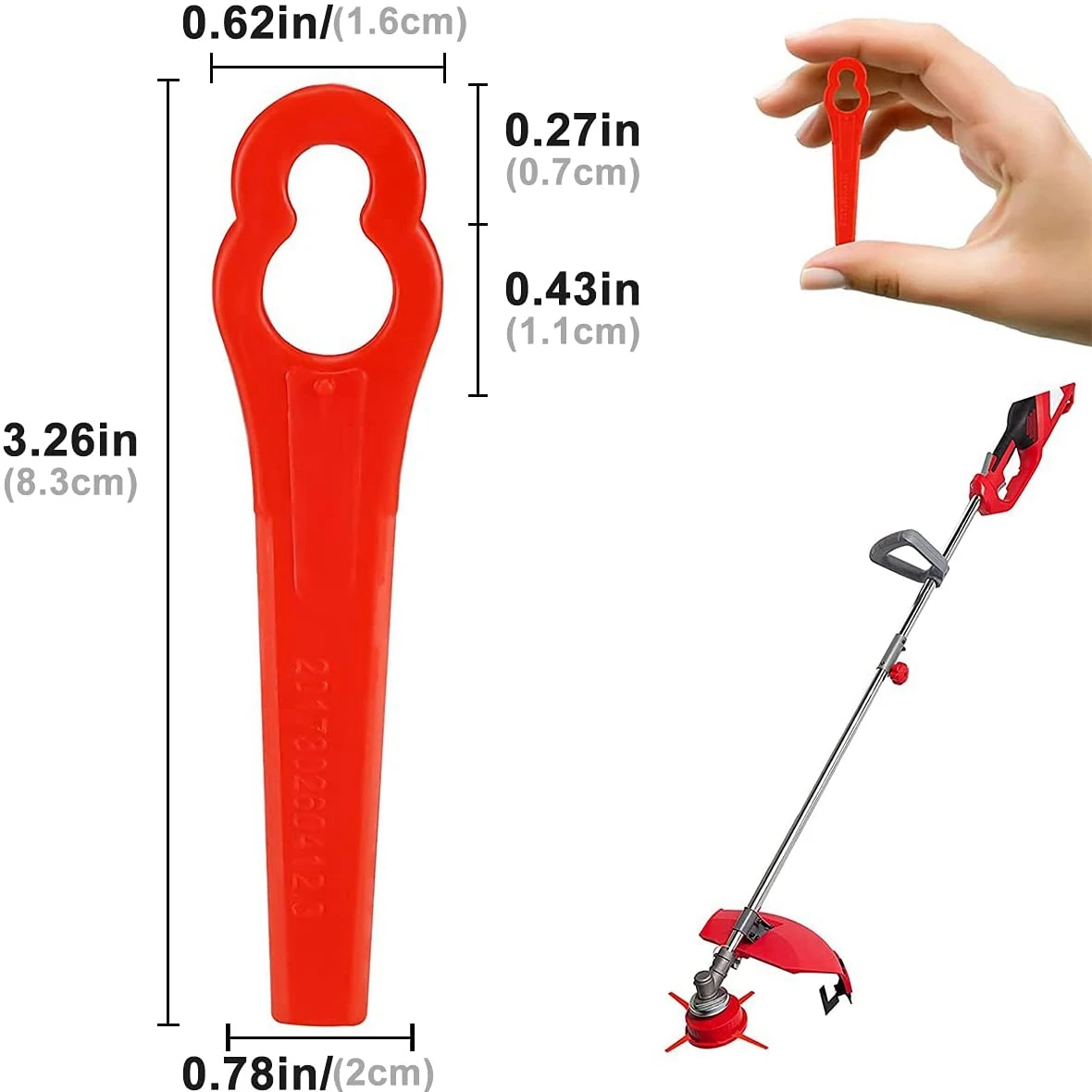 80 sztuk 8.3CM plastikowe ostrza podkaszarki do trawy ostrza zamienne ostrza do kosiarki do trawy Bosch Einhell kosiarka