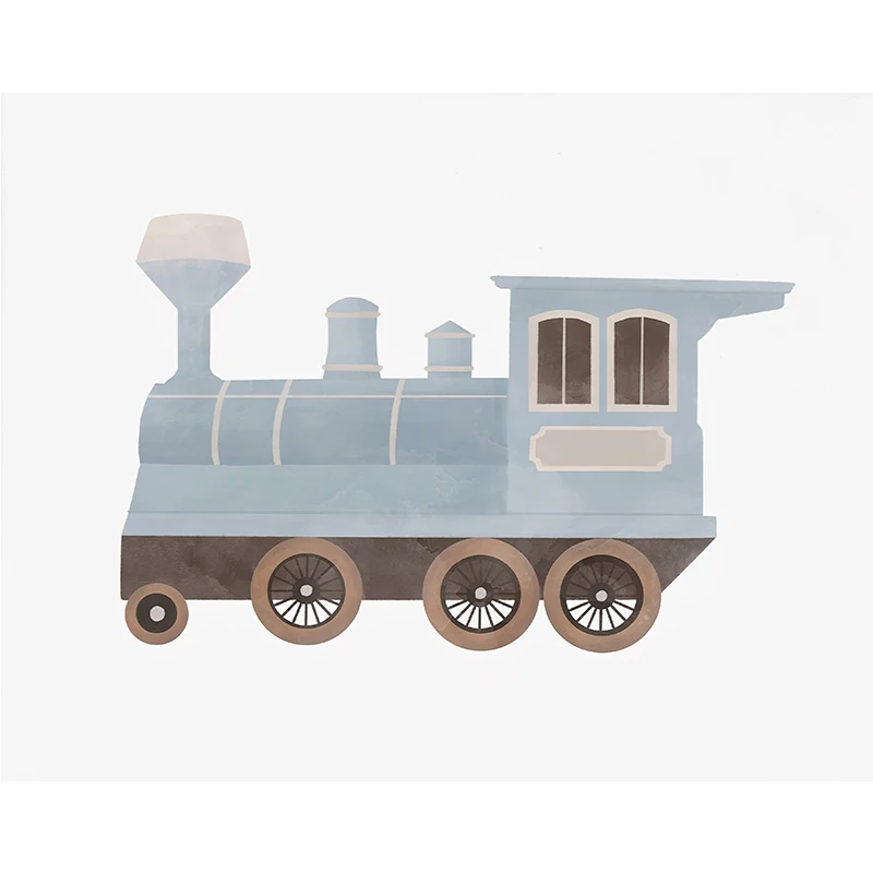 Vintage Travel Boy Nursery Wall Art Blue Hot Air Balloon Plane Train Prints Canvas Painting Nordic Bedroom Home Decor Poster