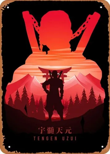 Poster Minimalistisches Anime-Figur Metallschild Tengen Uzui Wanddekoration Blechschild