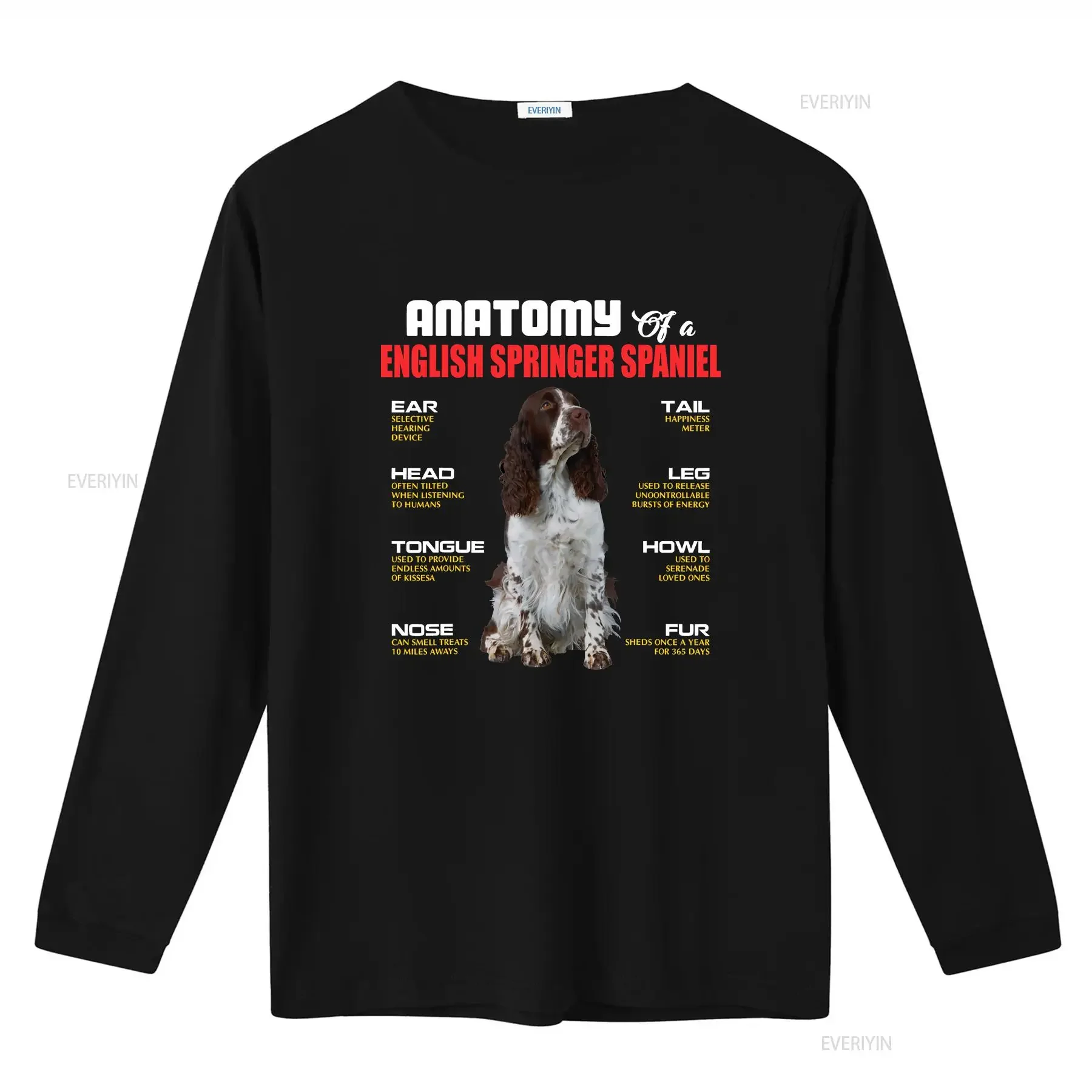 تشريح الإنجليزية سبرينغر الذليل الكلاب عاشق تي شيرت SweaT 101353 خمر غسلها امتدت عادية تنوعا أنيقة #3