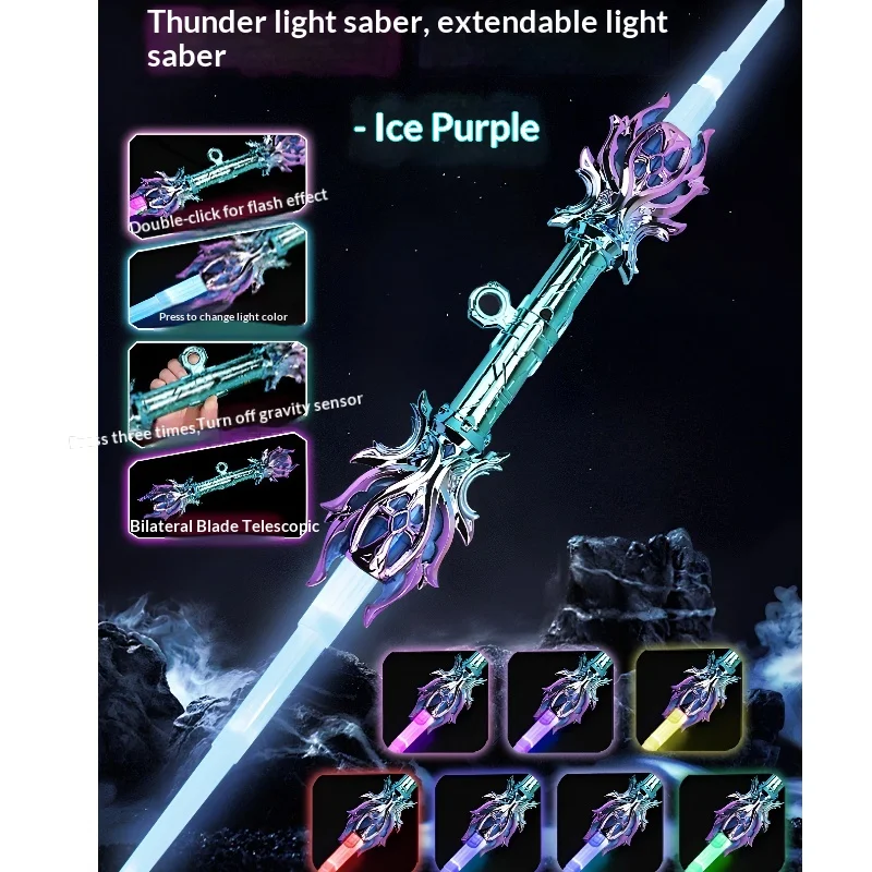 New Arrival Luminous Toy Fire Spinning Sword Double Edged Telescopic Rotating 2-In-1 Laser Sword Movable Model  Christmas Gift