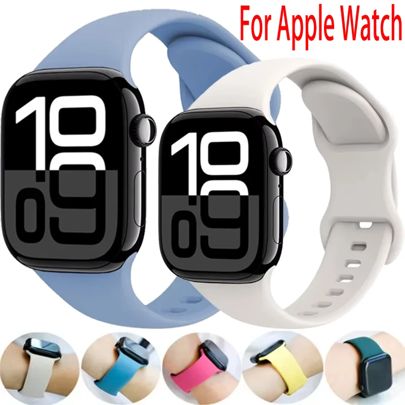 Silicone Strap For Apple Watch Ultra 2 49mm 10 9 8 7 6 5 4 SE Soft Sports Breathable Bracelet iWatch 45mm 41mm 44mm 40mm 46/42mm