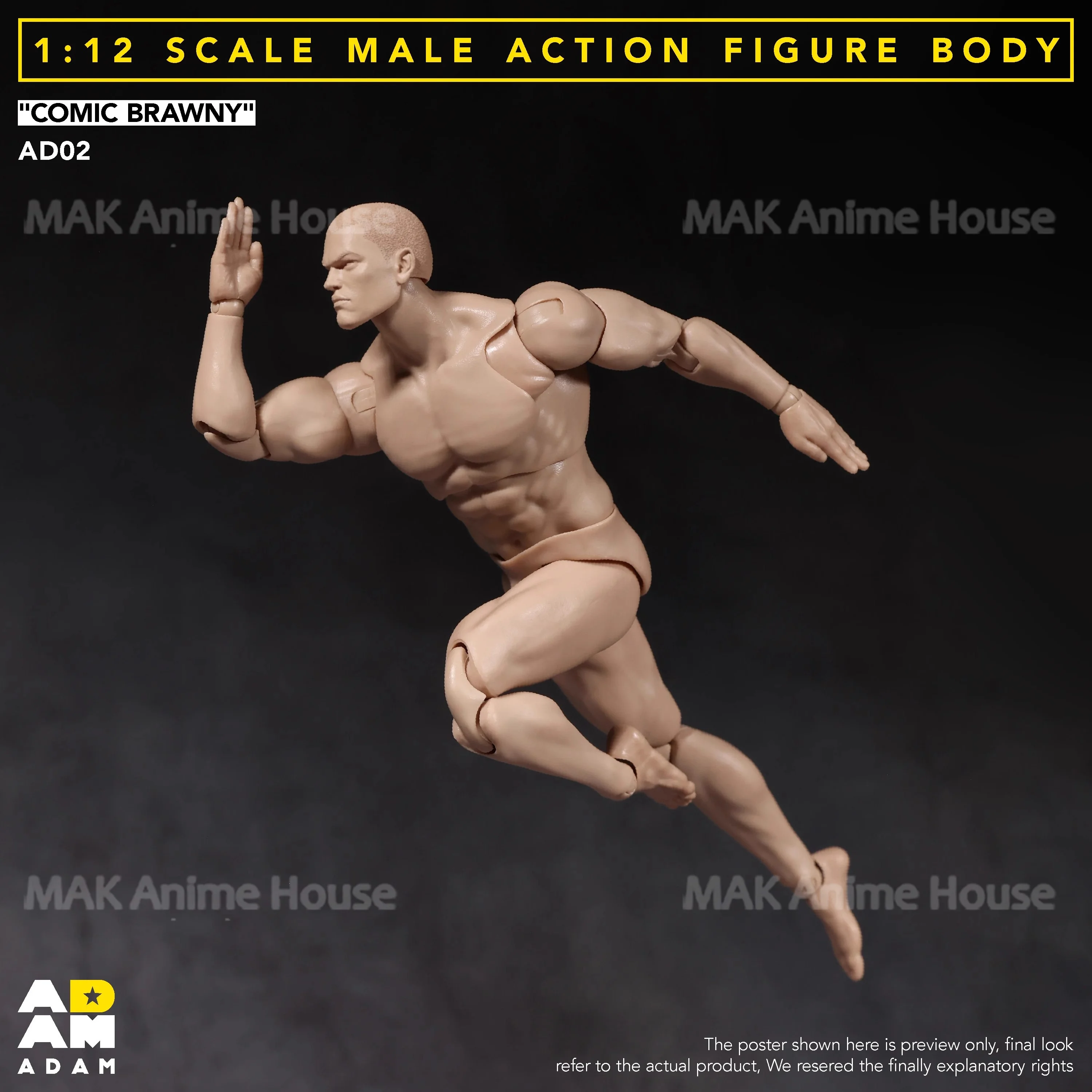 2026 Q1 ADAM AD02 1/12 Corpo Forte Comic Hero Corpo articolare con testa scolpita 6.5 ''Soldato maschio Action Figure Modello da collezione
