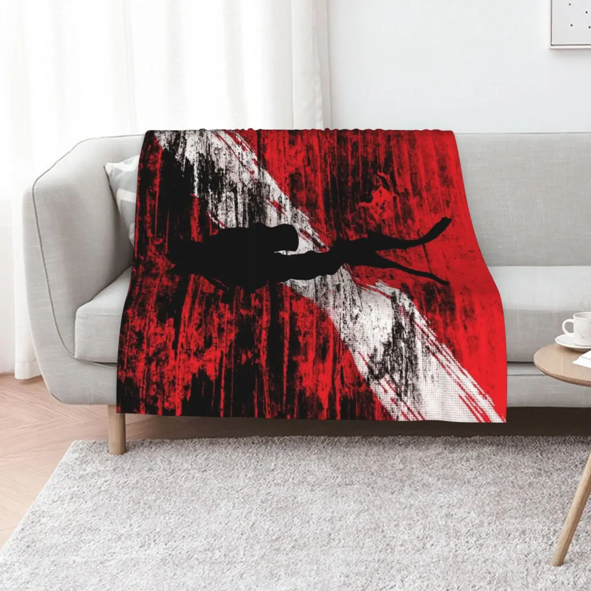 Scuba Diving Flag Throw Blanket Thins warm for winter Picnic halloween Thermal valentine gift ideas Blankets