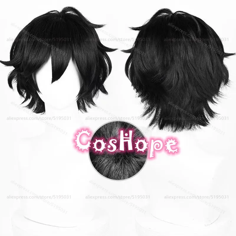 Andy and Leyley Cosplay Wig Men 28cm Short Hair Black Wig Cosplay Anime Wigs Heat Resistant Synthetic Wigs Halloween