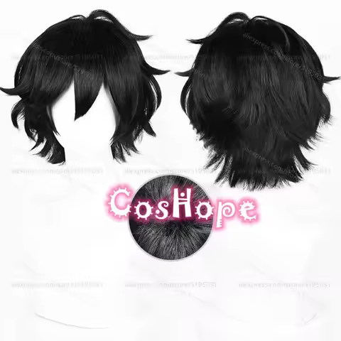 Andy and Leyley Cosplay Wig 28cm Short Hair Black Wig Cosplay Anime Wigs Heat Resistant Synthetic Wigs for Women Costume