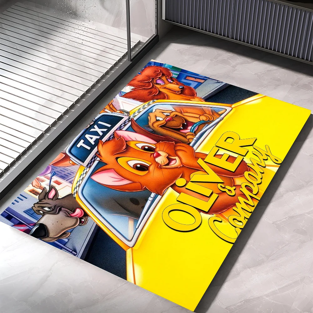 1PC 1PC D-disney O-Oliver & Company Floor Mat Home Bedroom Kitchen Non-slip Floor Rug, Absorbent Anti-fouling Door Mats