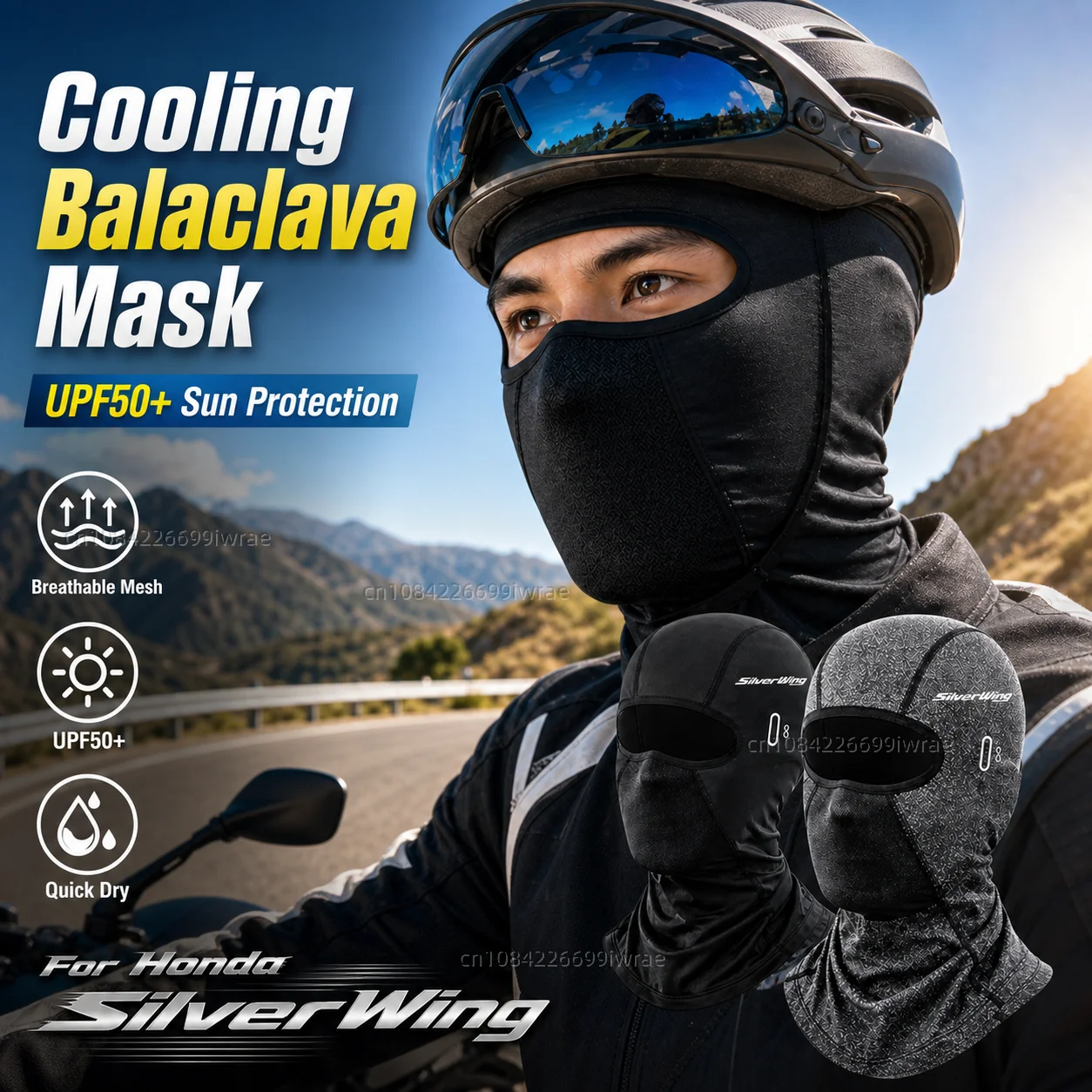 Cooling Motorcycle Balaclava Mask UPF50+ UV Protection Breathable Face Cover Summer For Honda FCS600 Silver Wing SilverWing