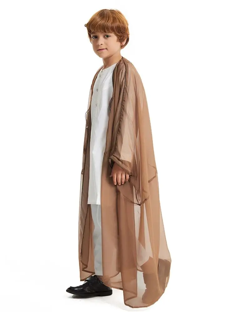 Abayas de Ramadán para niño, ropa de oración para niño, Kebaya, Kimono musulmán abierto, Abaya, Turquía, Islam árabe, Djellaba, bata musulmana para Hombre