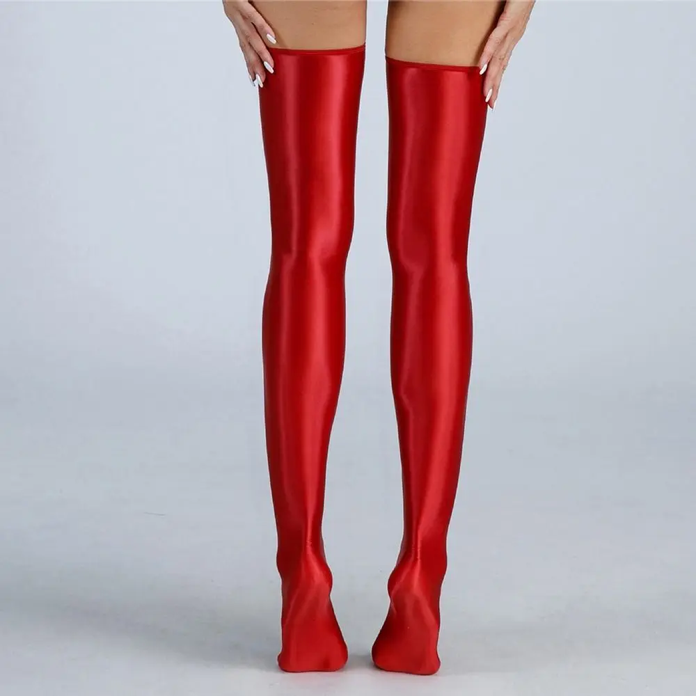 موضة مطاطا المرأة السلس النفط لامعة الجوارب الفخذ العليا طويلة فوق الركبة النفط الجوارب عادية طول الركبة الأربطة القطب الرقص تأثيري
