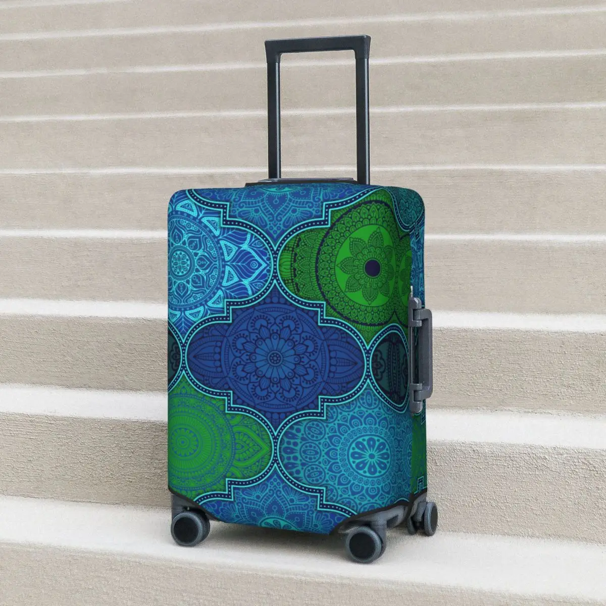 

Indian Flower Boho Pattern Suitcase Cover Abstract Floral Tiles Flight Business Practical Luggage Accesories Protector