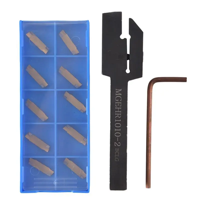 

Набор твердосплавных плашек PZHI-10Pcs Mgmn200 Golden Blades + 1 шт. держатель для токарного инструмента Mgehr1010-2 с расточкой и ключом