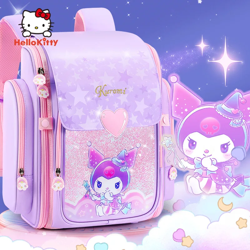 

Miniso Kuromi Schoolgirls Fashion Cartoon Schoolbags Primary Students Grade 1-3 Cute Backpack Pupils School Book Bag Girls Gifts