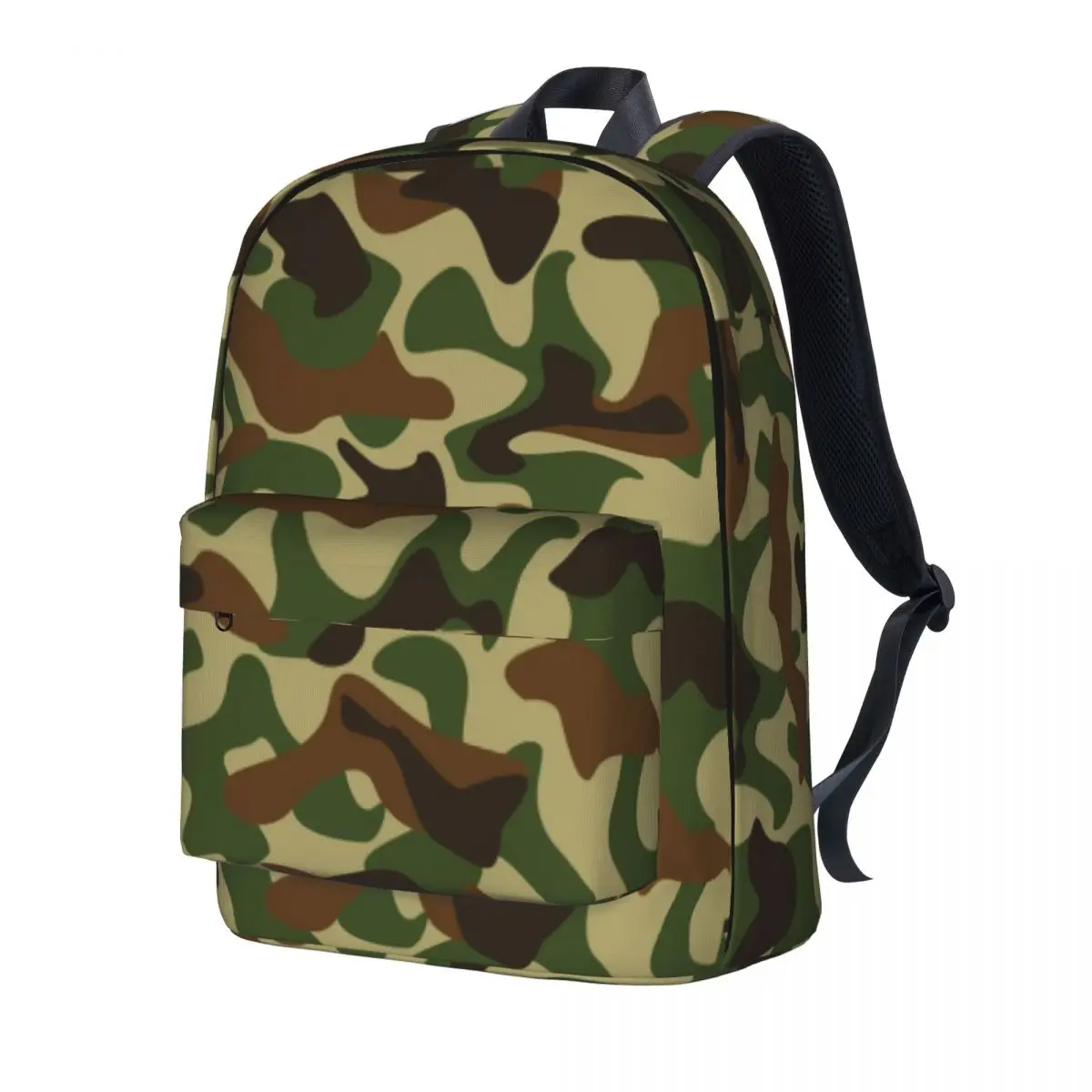 

Camouflage Pattern Backpack Women Men Green and Brown Camo Print Backpacks Polyester High School Bags Camping Design Rucksack