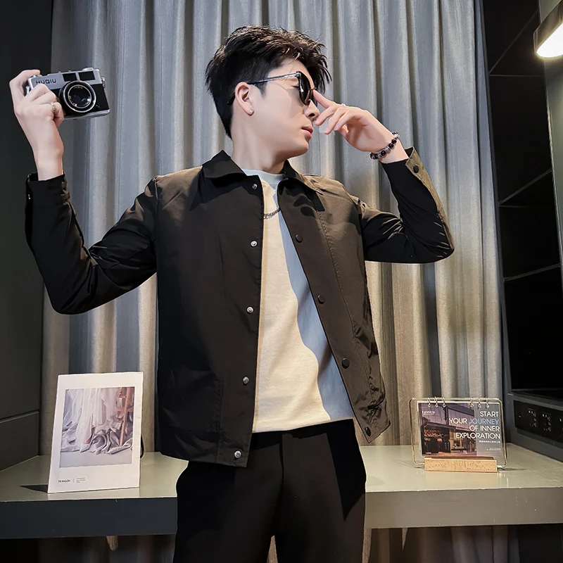 

Мужская куртка Slim Fit для молодежи, маленький размер, осенняя новинка, модная, универсальная, простой дизайн, полиэстер