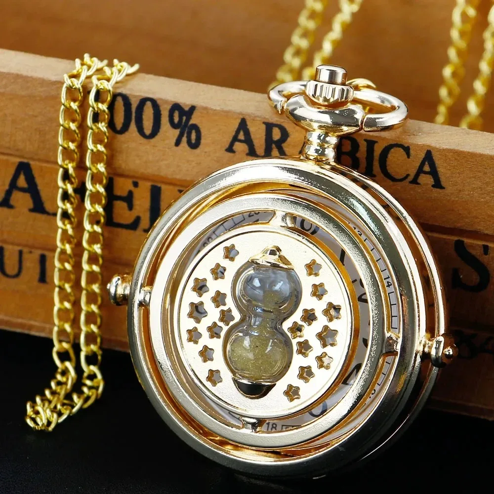 Vintage Quartz Pocket Watches Unisex Star Hourglass Chronograph Men Women's Necklace Timing Pendant Female Accessories Gift