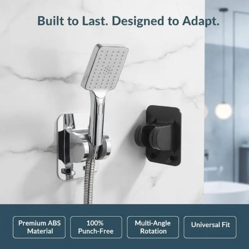 Wall Mount Shower Head Holder Strong Adhesive Tool Free Installation Waterproof ABS Bracket for Home Bathroom Shower