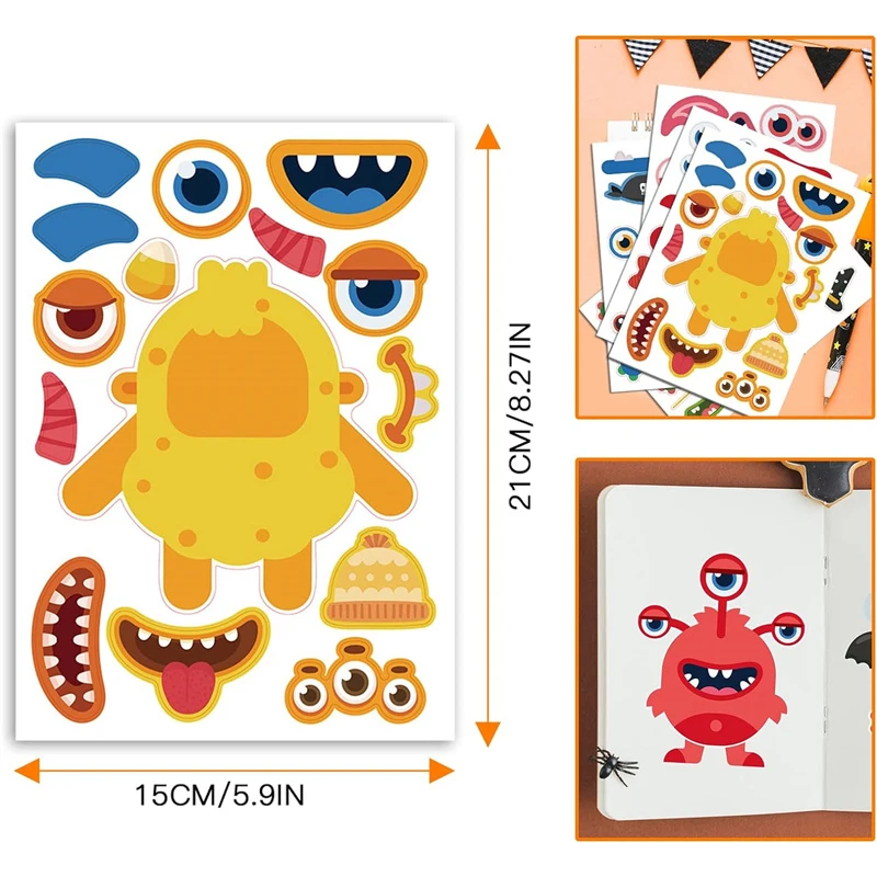 Halloween machen ein Gesicht Aufkleber DIY machen Ihre Monster Cartoon Puzzle Aufkleber passenden Aufkleber für Kinder Kinder Party Gunst Geschenk