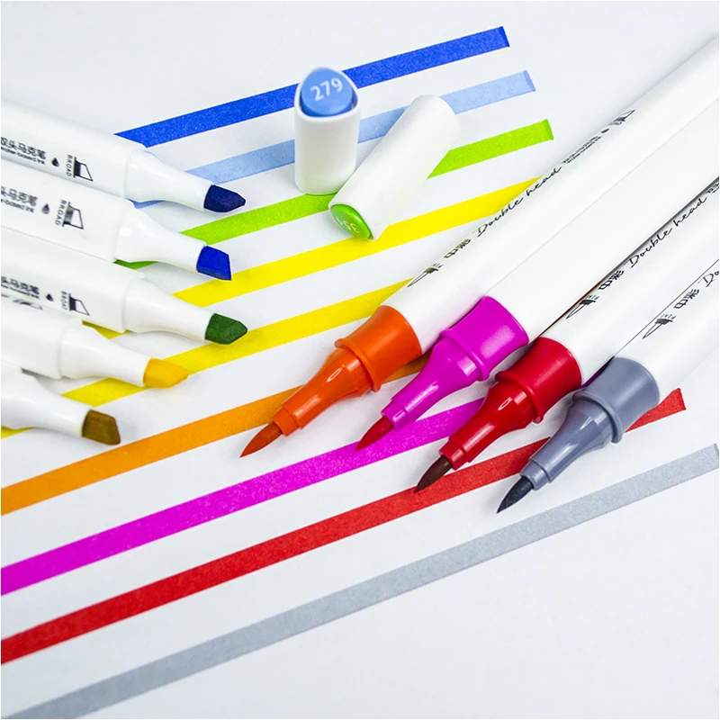 

12/24 Colors Markers Art Supplies Painting Set Soft Head Dual Tip Brush Pens Double Head Watercolor Pens Triangle Marker