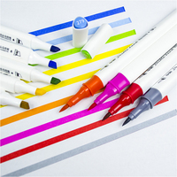 12/24 Colors Markers Art Supplies Painting Set Soft Head Dual Tip Brush Pens Double Head Watercolor Pens Triangle Marker