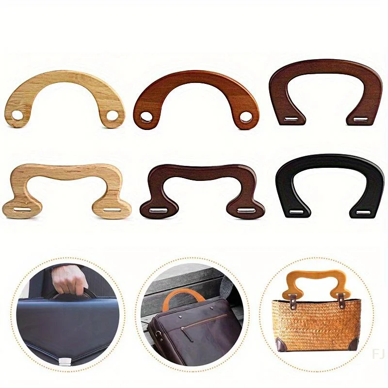 [YU]1Pcs Crochet Knit Bag Handles Natural Wood Arch Bag Handle Replacement DIY Handbags Purse Luggage Handcrafted Handle