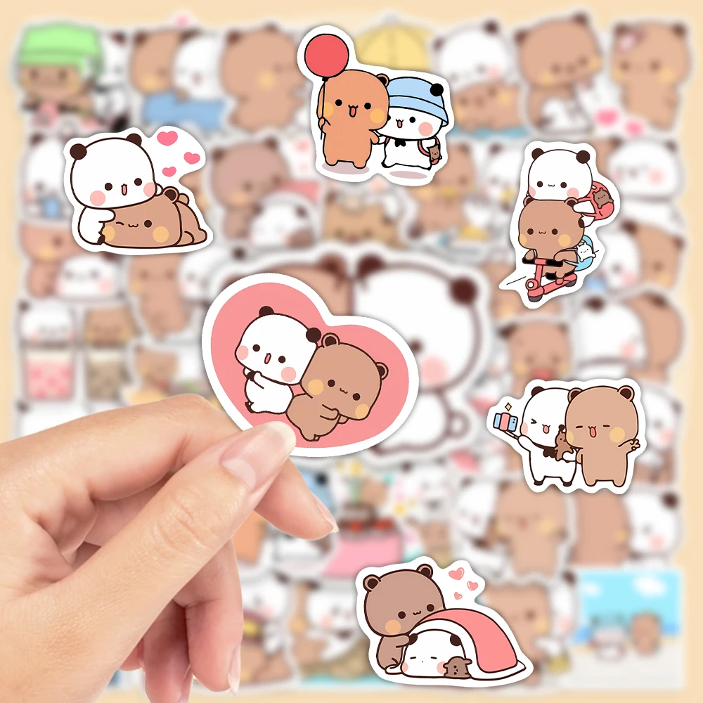 Kawaii Bubu and Dudu Stickers Cute Bear Couple DIY Kids Toy Gifts Decorative Decal for Phone Laptop Bottles Scrapbook Waterproof