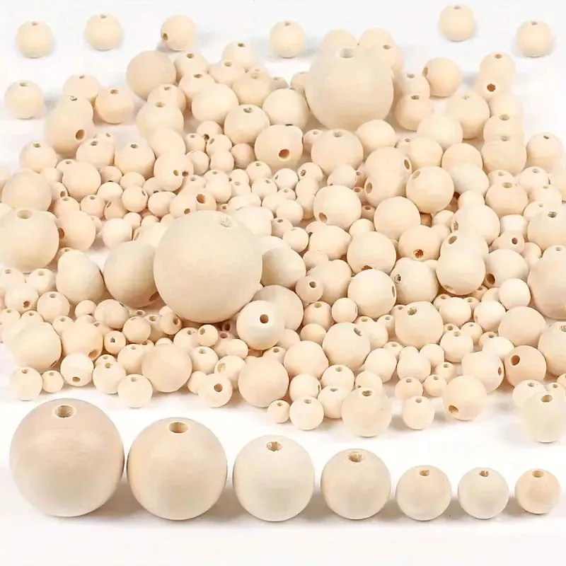 4mm 6mm 8mm 10mm 12mm 14mm 16mm 18mm 20mm 25mm 30mm 35mm 40mm Nature Color Round Wooden Beads  For DIY Making Accessory K05013