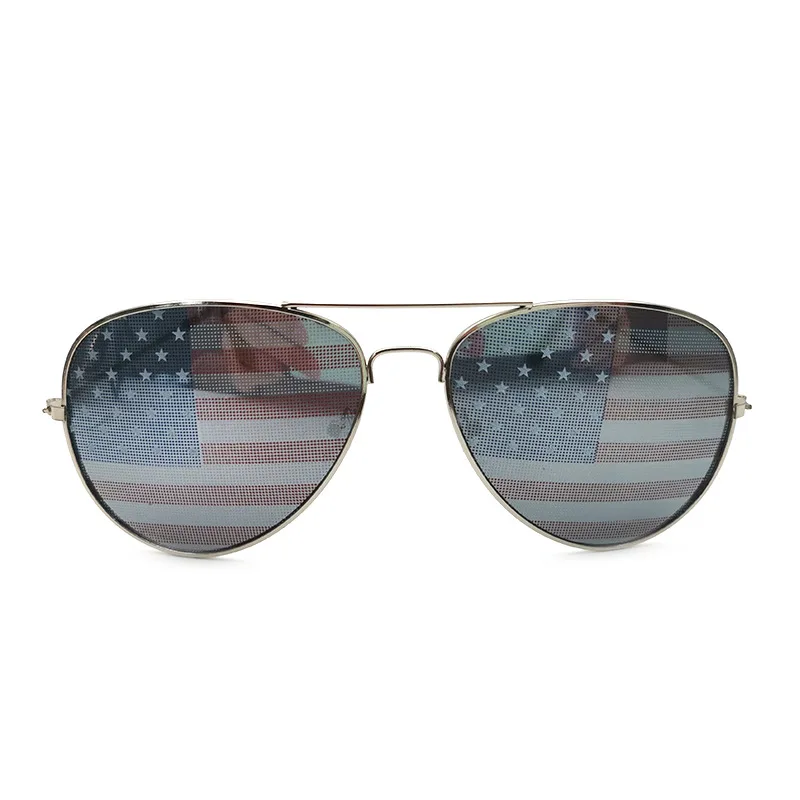 USA National Flag Sunglasses Men American Mirror Novelty Metal Frame Aviator Glasses Prom Party Independence Day Eyewear