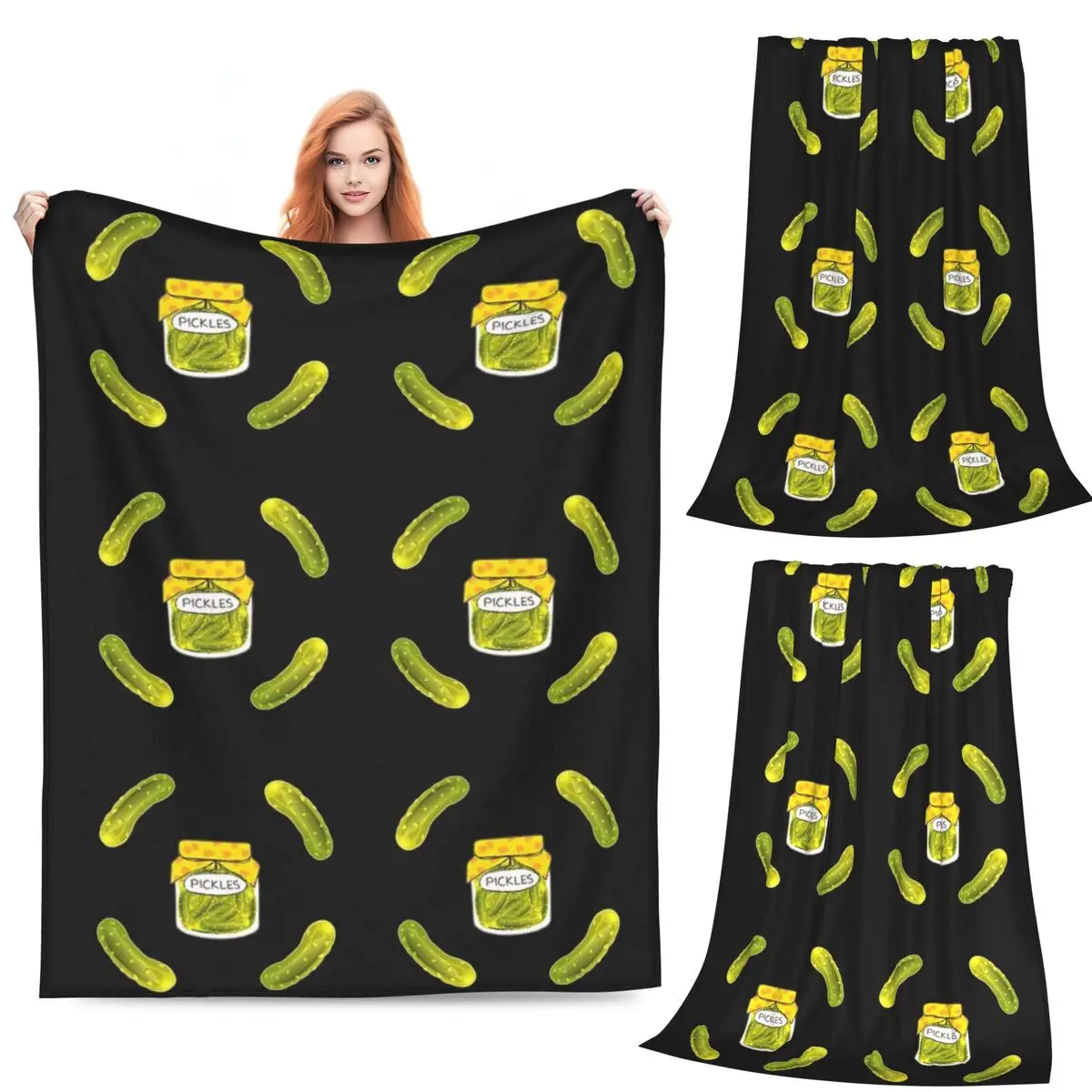 

Pickles Blanket Flannel Sofa Throw Blanket Portable Throw Blankets for Couch Bedding Office Throws Bedspread Quilt