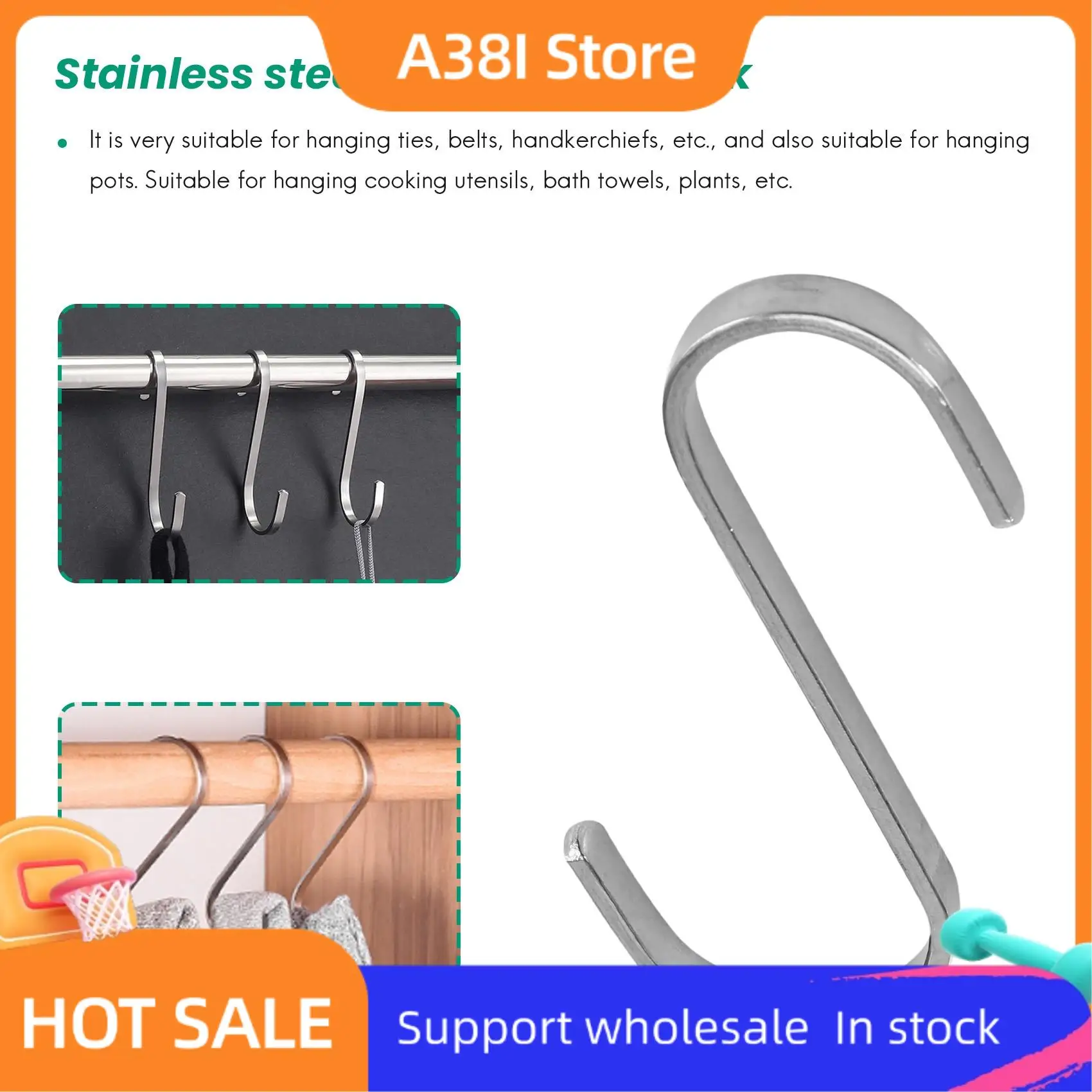 

A38I Set Of 10 S Stainless Steel Suspension Hooks For Kitchen Cookware Or Butcher Meat