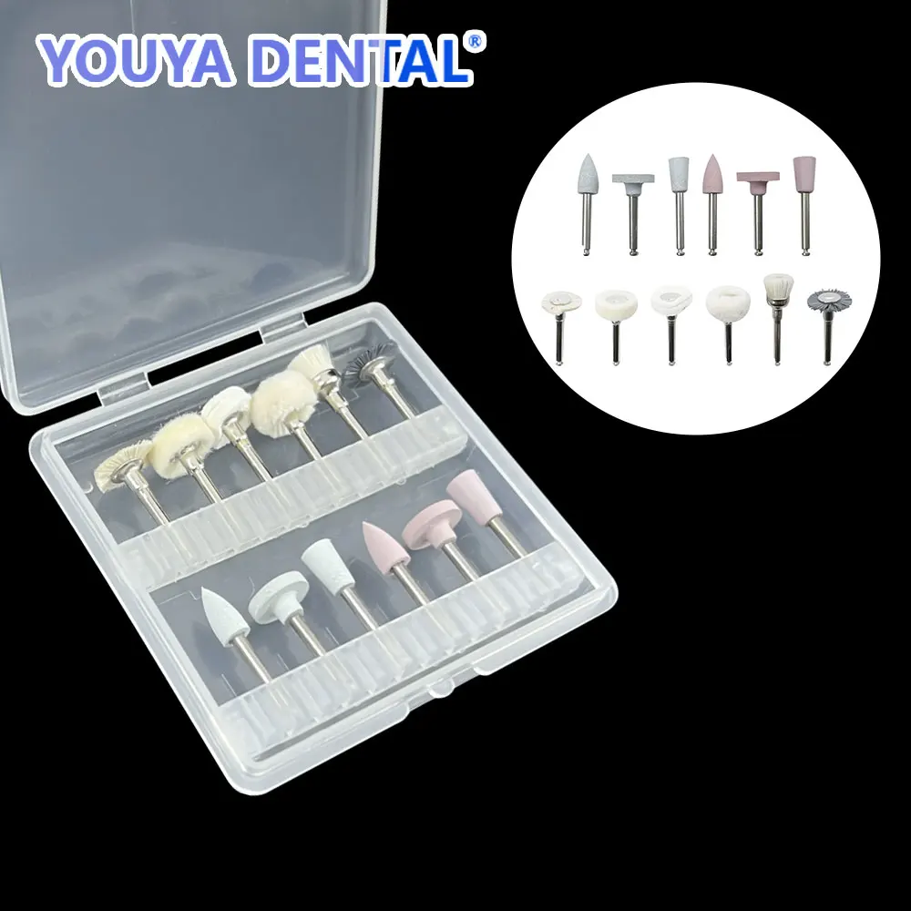 

Dental 12Pc/Set Composite Polishing Kits For Low-Speed Handpiece For Porcelain/Natural Teeth Silicone Polisher Kit Dentistry Lab