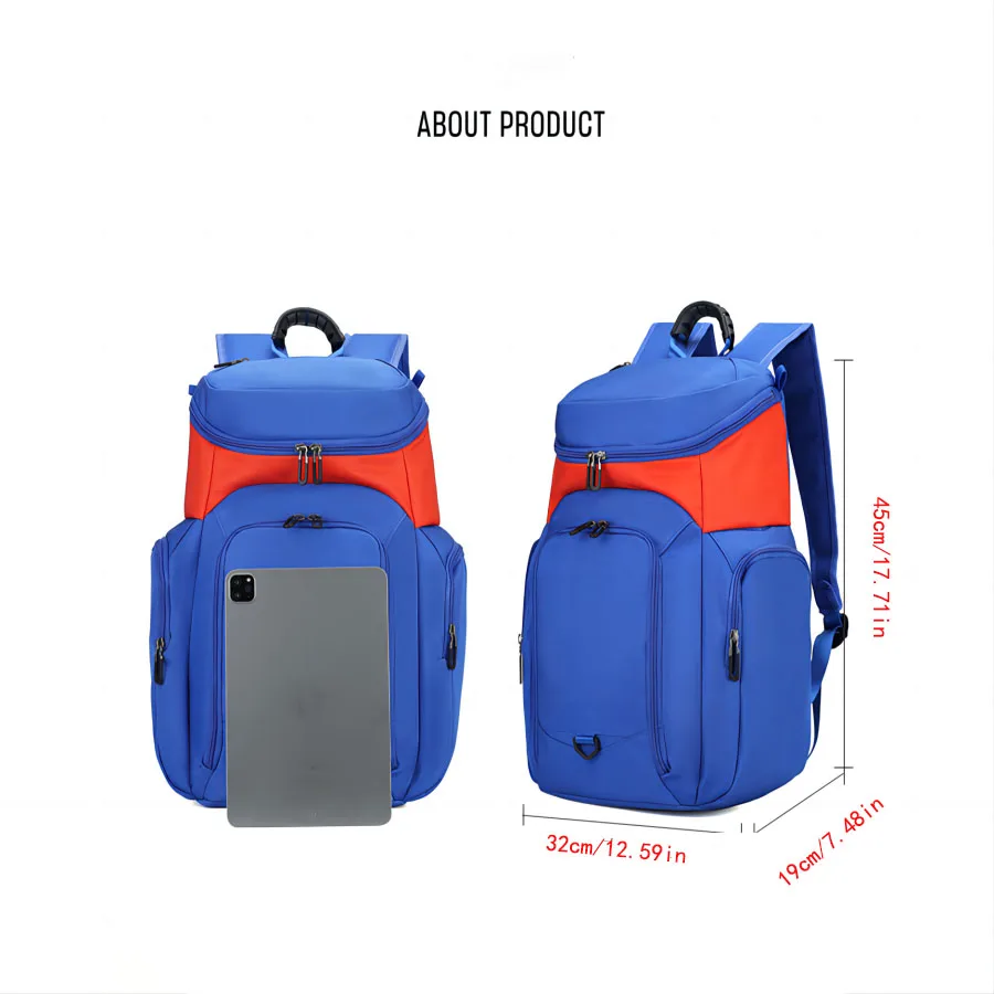 Basketball Backpack Large Capacity Sports Bag for Water Bottle Daily Essentials, Multifunctional Backpacks