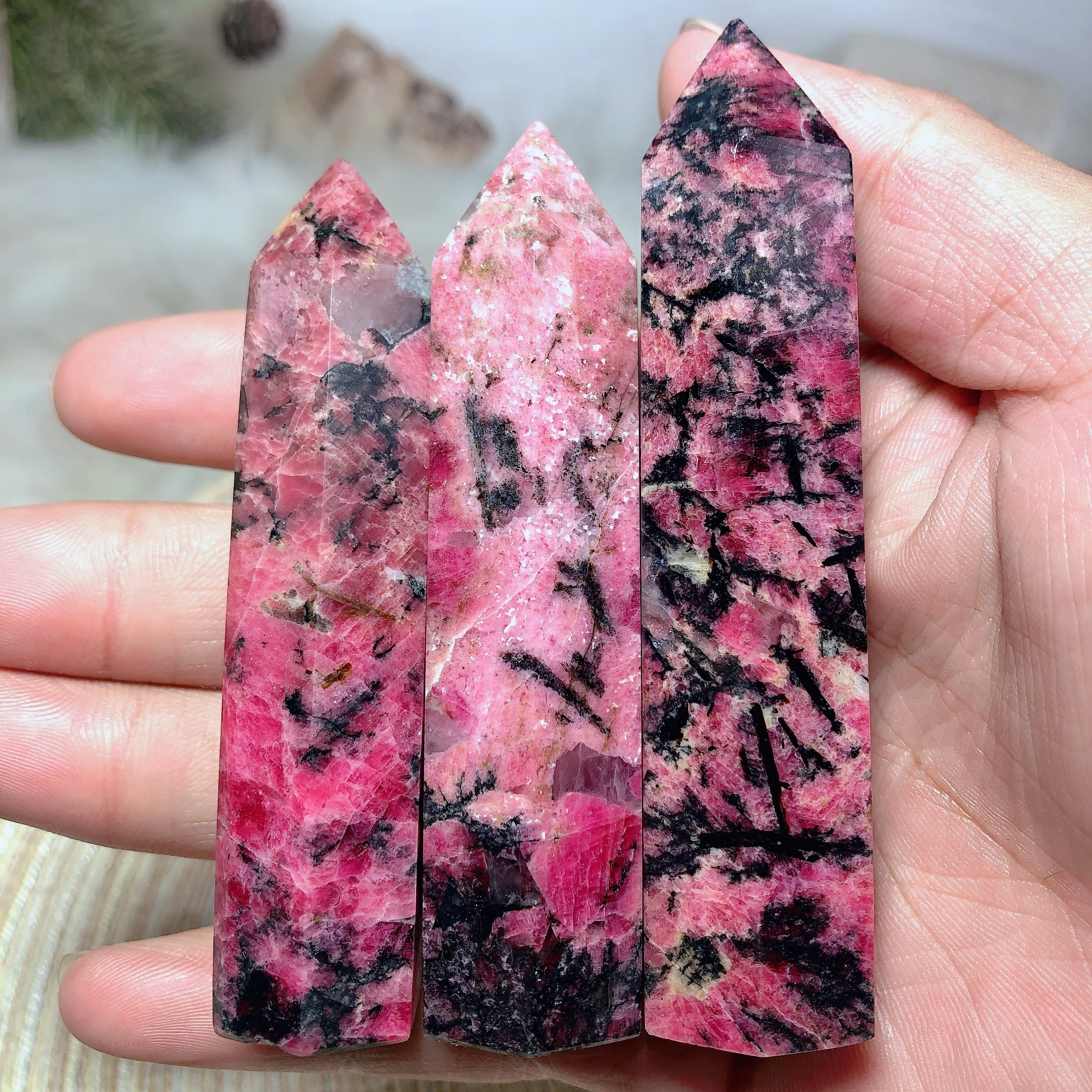 

High Quality Natural Crystals Rhodonite With Black Tourmaline Tower Healing Crafts Desk Reiki Home Decoration Room Decor