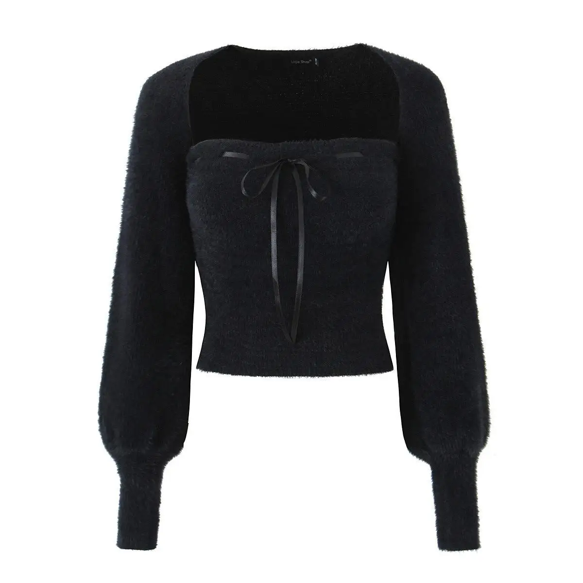 Women 2pcs Not Your Rose Soft EFFY BOLERO Set Beige Black Pink Ribbon Tube Top Cardigan