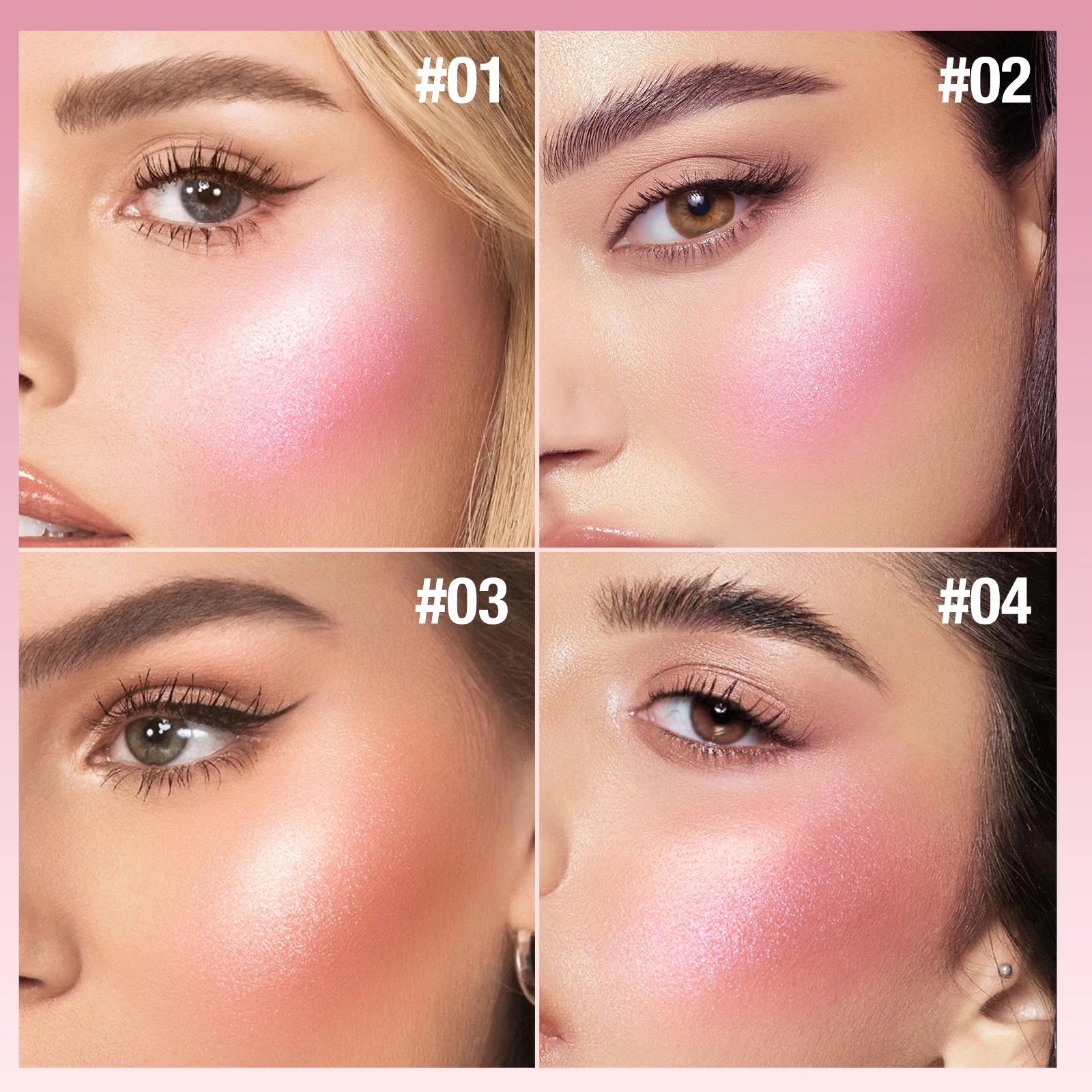 Fine glitter blush stick, moisturizing and silky mermaid pink, long-lasting and waterproof grapefruit orange, apple red, ideal g