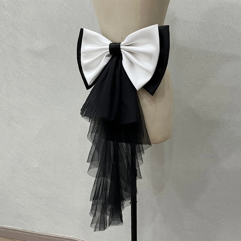 แฟชั่นซาตินงานแต่งงานโบว์ Ruffles Tulle Lolita เจ้าสาวโบว์โบว์ผู้หญิงงานแต่งงานชุดผลกําไรในรอบอุปกรณ์ตกแต่ง Photo Props