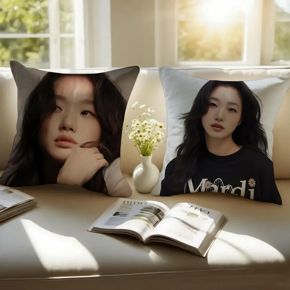 Korean Drama Kim Go-eun Cushion Cover Pillowcase Anti-dustmite Invisible Zipper Short Plush Sofa Cushion