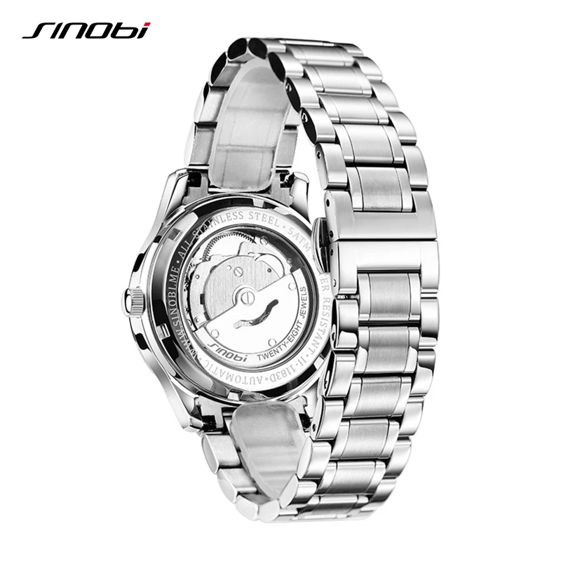 SINOBI Men's Luxury Watch Top Brand Mechanical Wrist Watches Sapphire Glass Waterproof Automatic Stainless Steel Male Watch