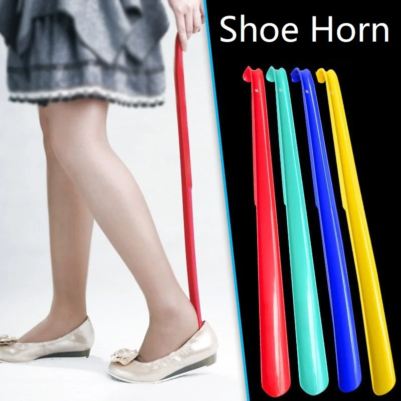 58.2CM Extra Long Bending Free Shoe Horns Flexible Durable Plastic Shoe Spoons Shoe Assistants for Pregnant Women
