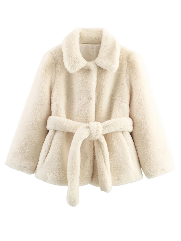 Tsiisd أناقة الدانتيل متابعة فو الفراء أبلى للنساء التلبيب مدبب الخصر المرقعة تخفيف أبلى الشتاء الإناث فو الفراء معطف جديد #6