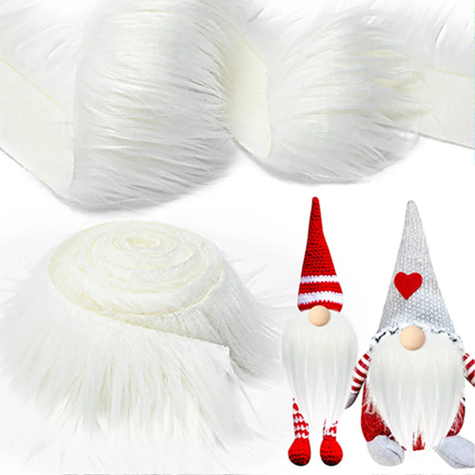 Artificial Faux Fur Trim Ribbon for Crafts, Soft Fluffy Sewing Fabric Patch for Christmas Stockings Gnome Decor DIY Projects